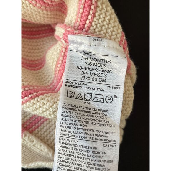 ~ BabGap 3-6 mo 1-piece Sweater Knit Romper Pink Cream Long Pockets 100% Cotton - Picture 11 of 11